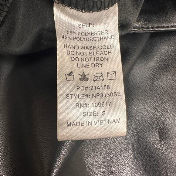 Small Black Faux Leather High Rise Stretchy Wet Skinny Leg Pants Matrix Grunge - Picture 13 of 14